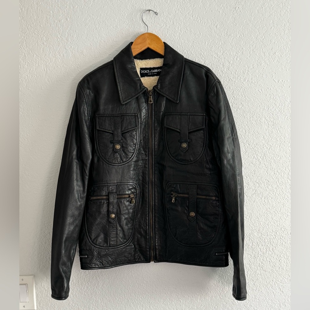 Dolce & Gabbana man jacket with genuine sheepskin Shearling, Size 52